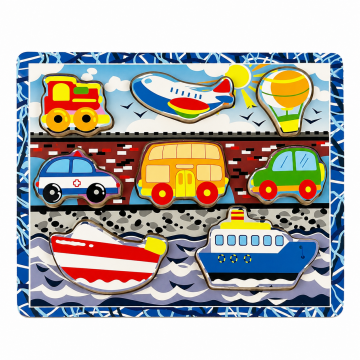 Puzzle din lemn, Vehicule, 8 piese