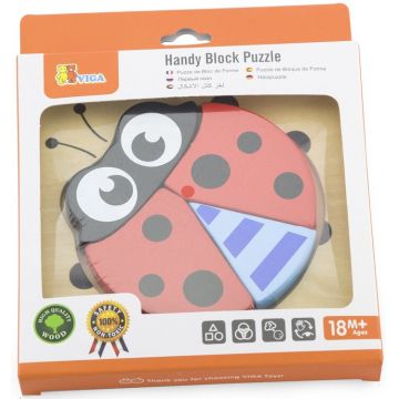 Puzzle din lemn Viga Toys - Buburuza, 4 piese