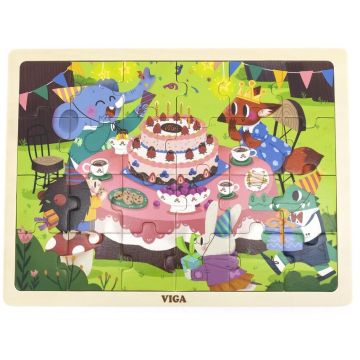 Puzzle din lemn  Viga -Ziua de naștere în pădure, 24 piese