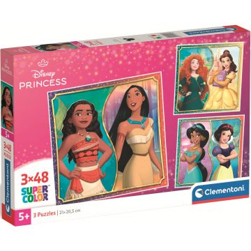Puzzle pentru copii Clementoni din 3 x 48 piese - Prințesele Disney