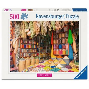 Puzzle Ravensburger din 500 piese - Condimente și ierburi colorate din Maroc