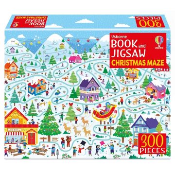 Puzzle Usborne din 300 piese - Labirint de Crăciun
