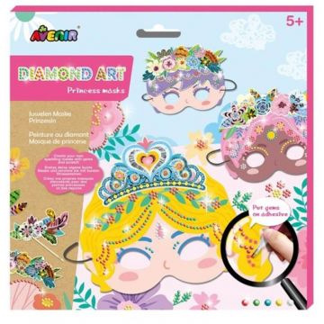 Set creativ Avenir - Măști DIY cu mărgele de diamant Prințese
