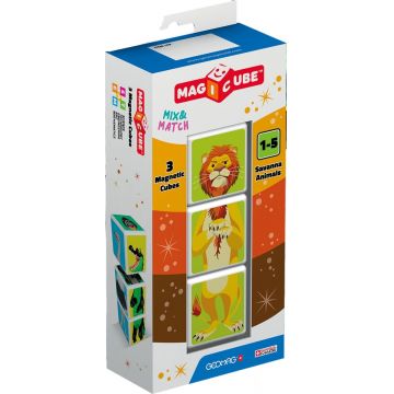 Set de cuburi magnetice Geomag - Animale din savană, 3 piese