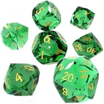 Set de zaruri  GlassStaff - Glass RPG Dice Set, Emerald Dagger (7 buc.)