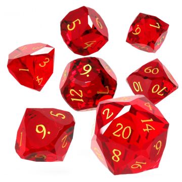Set de zaruri  GlassStaff - Glass RPG Dice Set, Ruby Reckoning (7 buc.)