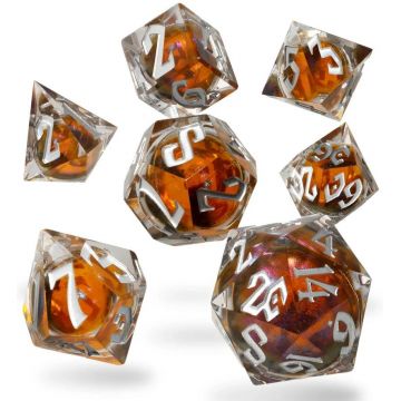 Set de zaruri  GlassStaff - Liquid Core RPG Dice Set, Phantasm Fluxcore (7 buc.)