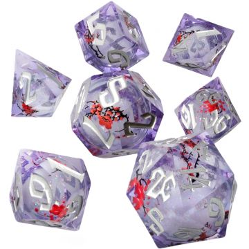 Set de zaruri  GlassStaff - Liquid Core RPG Dice Set, Sakura Drift (7 buc.)