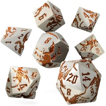 Set de zaruri  GlassStaff - Metal RPG Dice Set, Gilded Wyrm (7 buc.)
