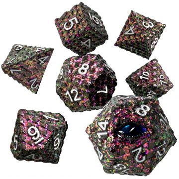 Set de zaruri  GlassStaff - Metal RPG Dice Set, Ignivarax (7 buc.)