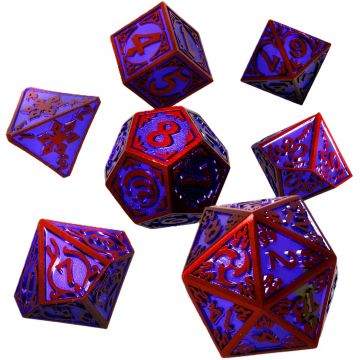 Set de zaruri  GlassStaff - Metal RPG Dice Set, Runeflare (7 buc.)