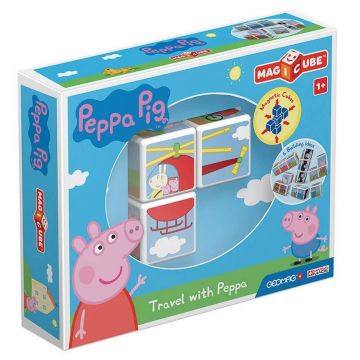 Set Geomag - Magicube, Peppa Pig, călătorie cu Peppa