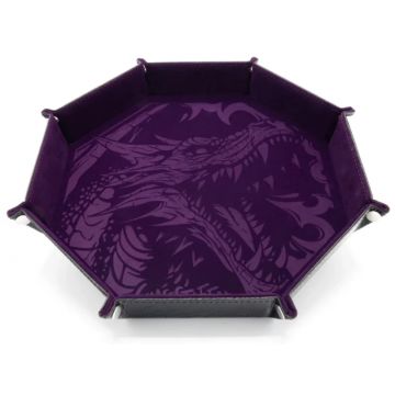 Tavă pentru zaruri GlassStaff - XL Octagonal Foldable Dice Tray, Dragon Skin Edition, violetă