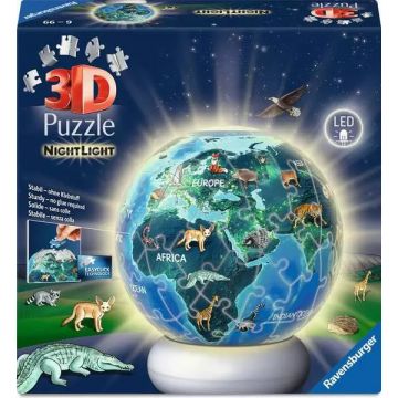 3D Puzzle  Ravensburger din 72 piese - Pământul noaptea (cu lumină)