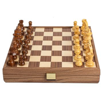 Șah de lux Manopoulos - Walnut, 27 x 27 cm, cu figurine Staunton 6.4 cm
