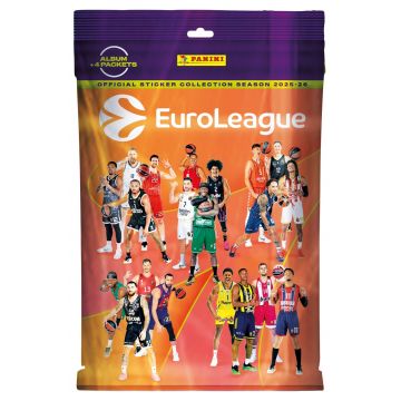 Album și autocolante de colecție Panini - Euroleague 2026: Starter Pack Album plus 20 Stickers (4 packs of 5 stickers)