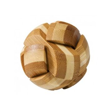 Joc logic IQ din lemn bambus Ball, cutie metal