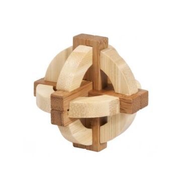 Joc logic IQ din lemn bambus în cutie metalică-1