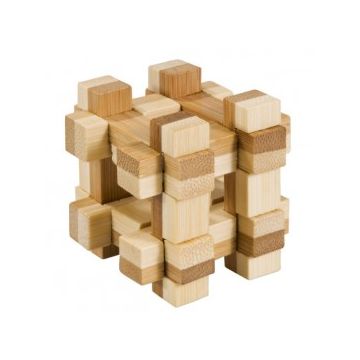 Joc logic IQ din lemn bambus în cutie metalică-11