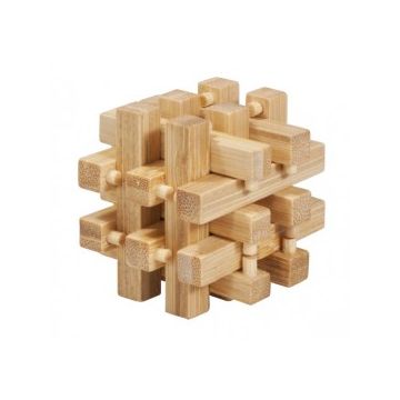 Joc logic IQ din lemn bambus în cutie metalică-2