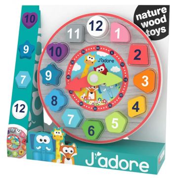 Jucărie de sortare din lemn Jadore - Ceas colorat, 13 piese