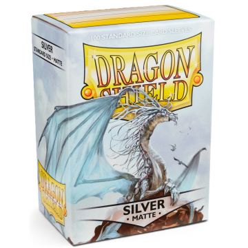 Protecții pentru cărți de joc Dragon Shield - Argint mat (100 buc.)