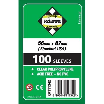Protectoare pentru carduri  Kaissa Sleeves 56 x 87 mm (Standard USA) - 100 buc.
