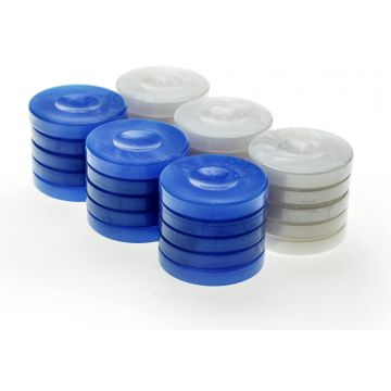 Puluri de table Manopoulos - Din acril cu efect sidefat, albastru/alb (36 mm)