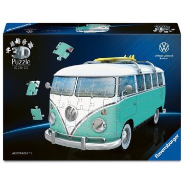 Puzzle 3D Ravensburger din 162 piese - Volkswagen T1 Bulli, Chrome Edition