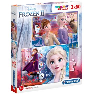 Puzzle Clementoni din 2 x 60 de piese - Frozen 2, Elsa & Anna