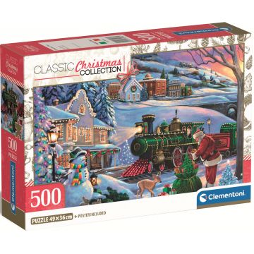 Puzzle Clementoni din 500 piese - Trenul de Crăciun