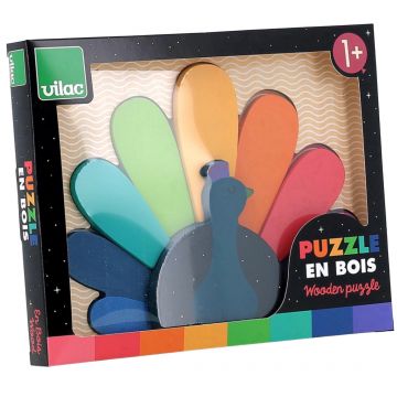 Puzzle educațional din lemn  Vilac - Păun, 8 piese