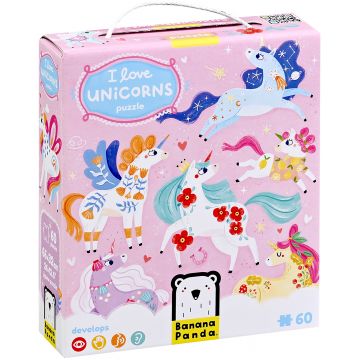 Puzzle pentru copii Banana Panda din 60 de piese - Îmi plac unicornii