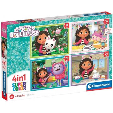 Puzzle pentru copii Clementoni 4 în 1 - Casa de păpuși a lui Gabby