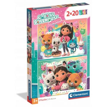 Puzzle pentru copii Clementoni din 2 х 20 piese -Casa de păpuși a lui Gaby