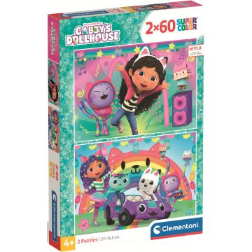 Puzzle pentru copii Clementoni din 2 x 60 piese - Gabby's Dollhouse