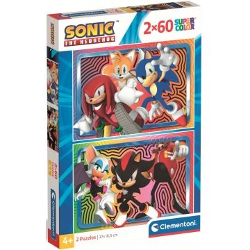 Puzzle pentru copii Clementoni din 2 x 60 piese - Sonic Ariciul