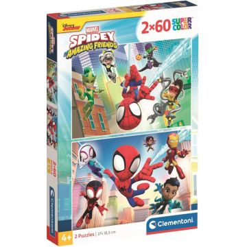 Puzzle pentru copii Clementoni din 2 x 60 piese - Spidey și prietenii săi minunați