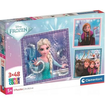Puzzle pentru copii Clementoni din 3 x 48 piese - Regatul de gheață