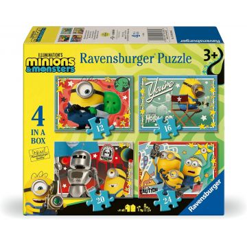 Puzzle pentru copii Ravensburger 4 în 1 - Minioni și monștri