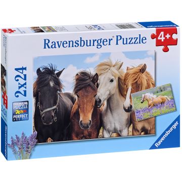 Puzzle pentru copii  Ravensburger din  2 x 24 piese - Dragostea de cai