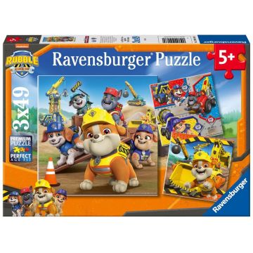 Puzzle pentru copii Ravensburger din 3 x 49 piese - Paw Patrol: Rubble și Gașca