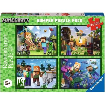Puzzle pentru copii  Ravensburger din  4 x 100 piese - Minecraft