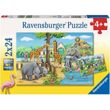Puzzle Ravensburger din 2 x 24 piese - Bine ați venit la grădina zoologică