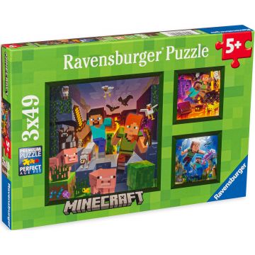 Puzzle Ravensburger din 3 x 49 de piese - Maincraft Biomes