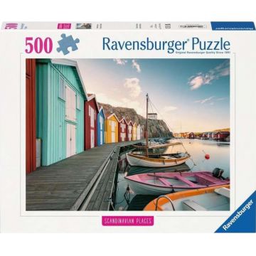 Puzzle Ravensburger din  500 piese - Căsuțe pentru bărci în Smogen