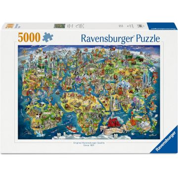 Puzzle Ravensburger din 5000 piese -Hartă ilustrată a lumii