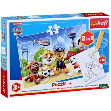 Puzzle Trefl din 15 piese - Patrula Cățelușilor: Căței Fericiți