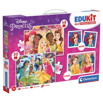 Set de puzzle-uri și jocuri Clementoni 4 în 1 – Prințesele Disney