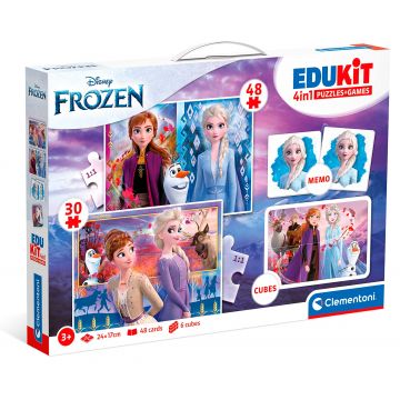 Set de puzzle-uri și jocuri Clementoni 4 în 1 - Regatul Înghețat